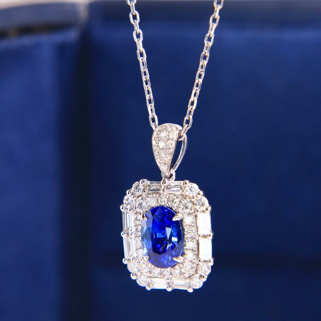 14k Gold 1.90 Ctw Natural Sapphire & Diamond Necklace - 5