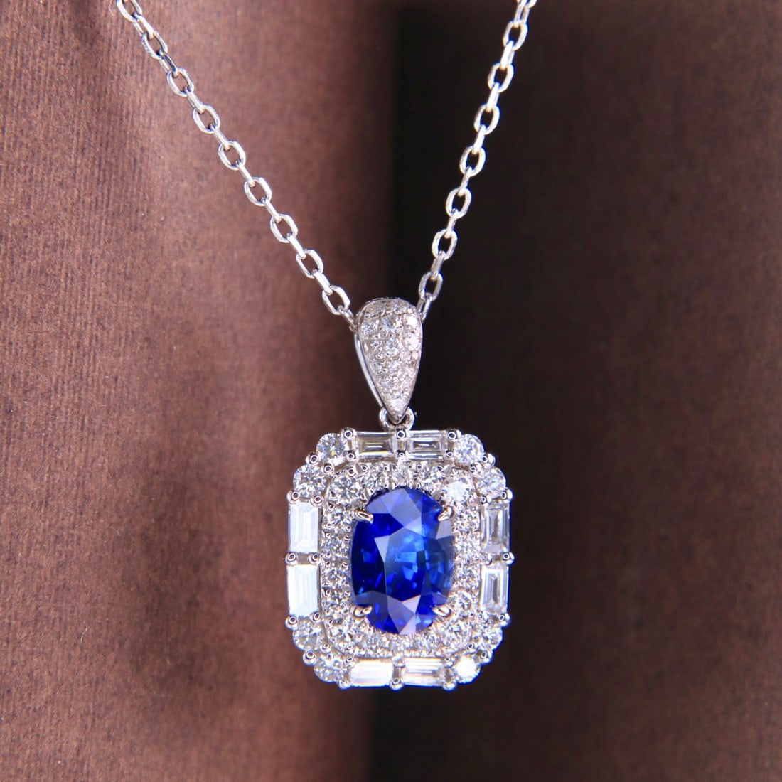 14k Gold 1.90 Ctw Natural Sapphire & Diamond Necklace - 6