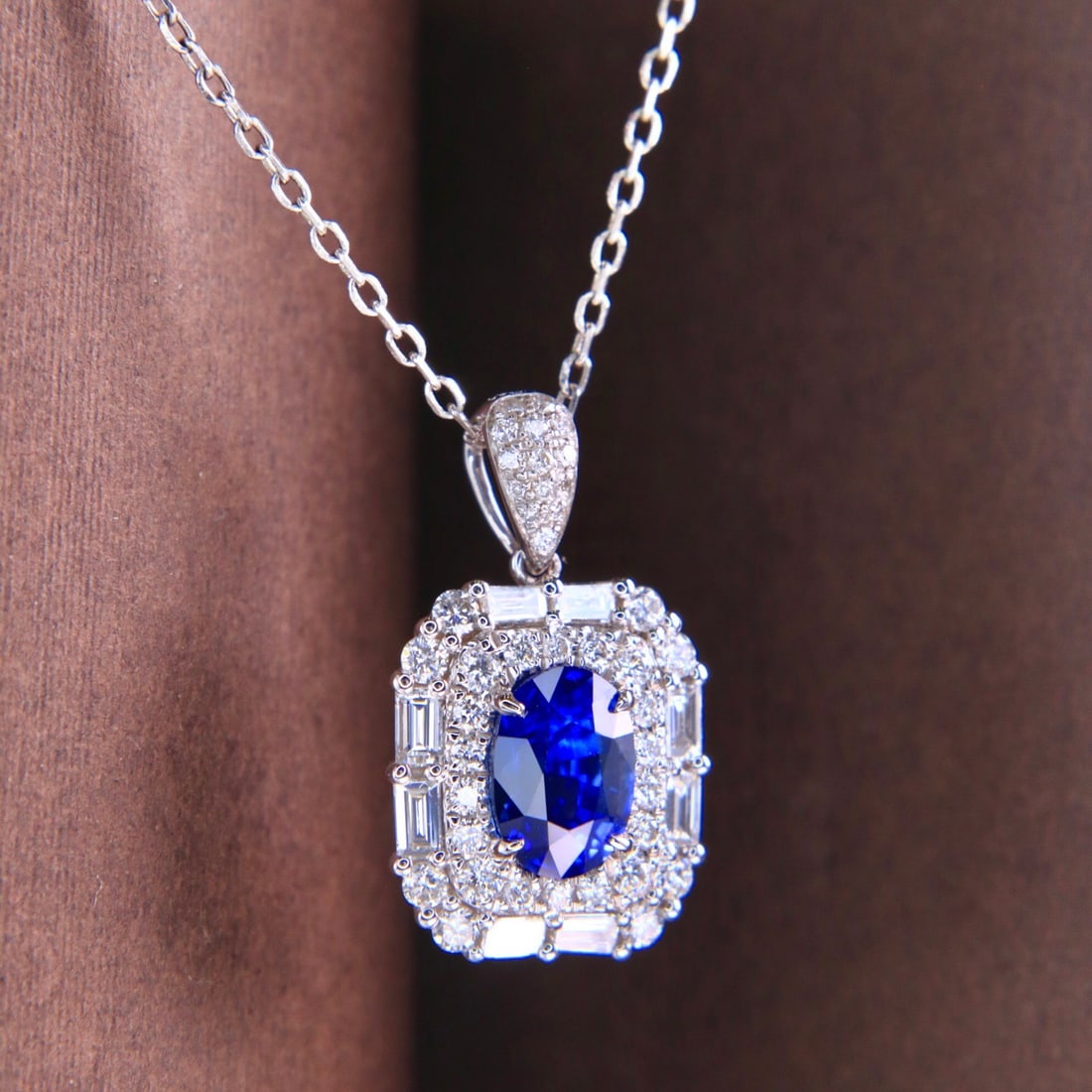 14k Gold 1.90 Ctw Natural Sapphire & Diamond Necklace - 7