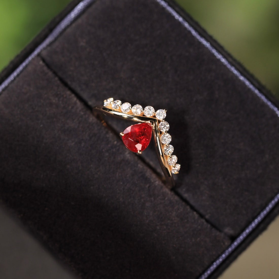 14k Gold 0.52 Ct Natural Ruby & Diamond Ring - 2