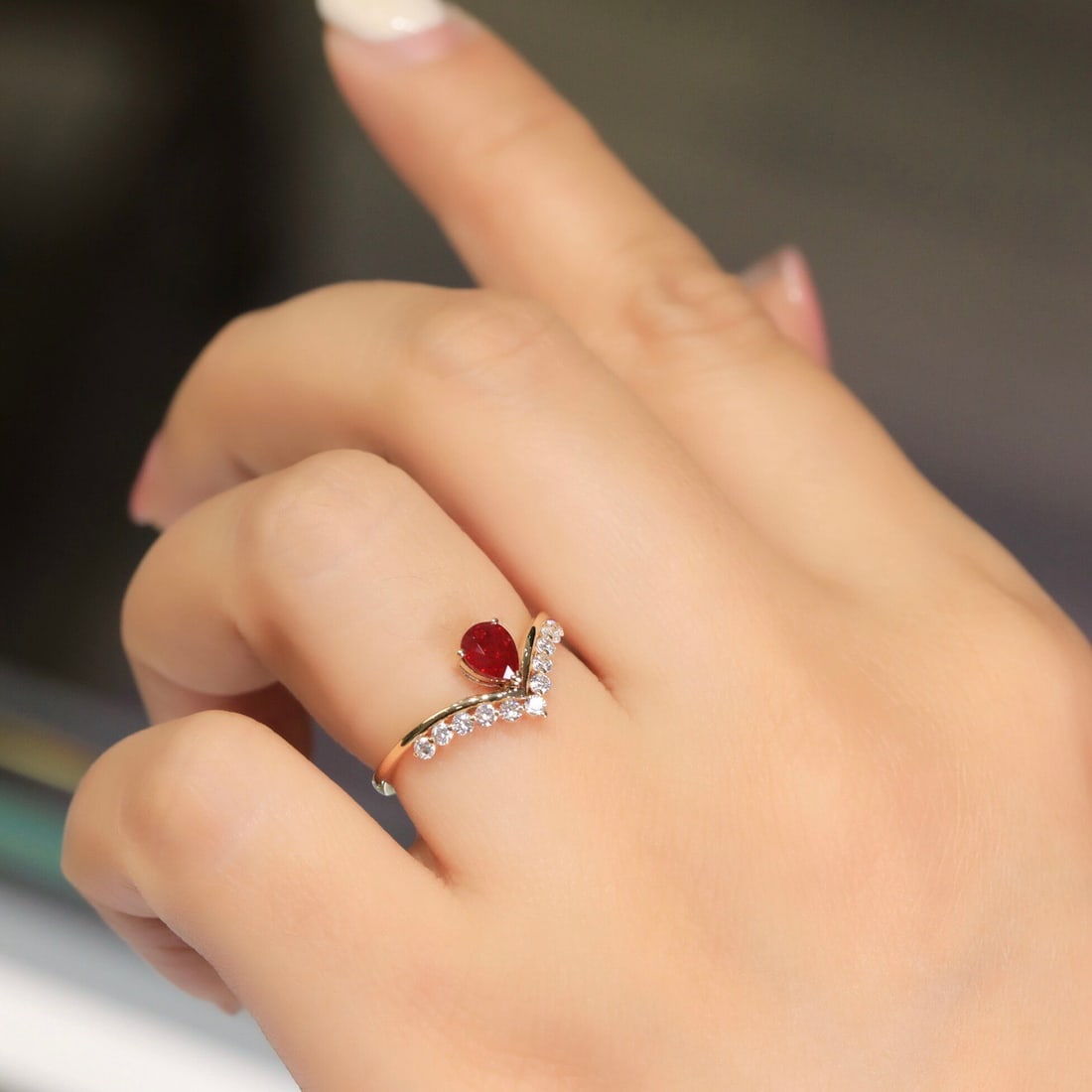 14k Gold 0.52 Ct Natural Ruby & Diamond Ring - 6
