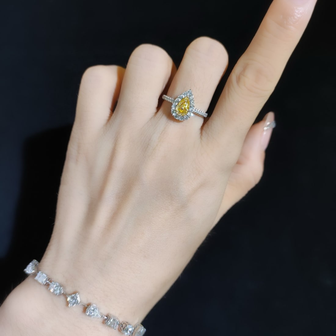 14k Gold 0.91 Ctw Natural Yellow Diamond & Diamond Ring - 3
