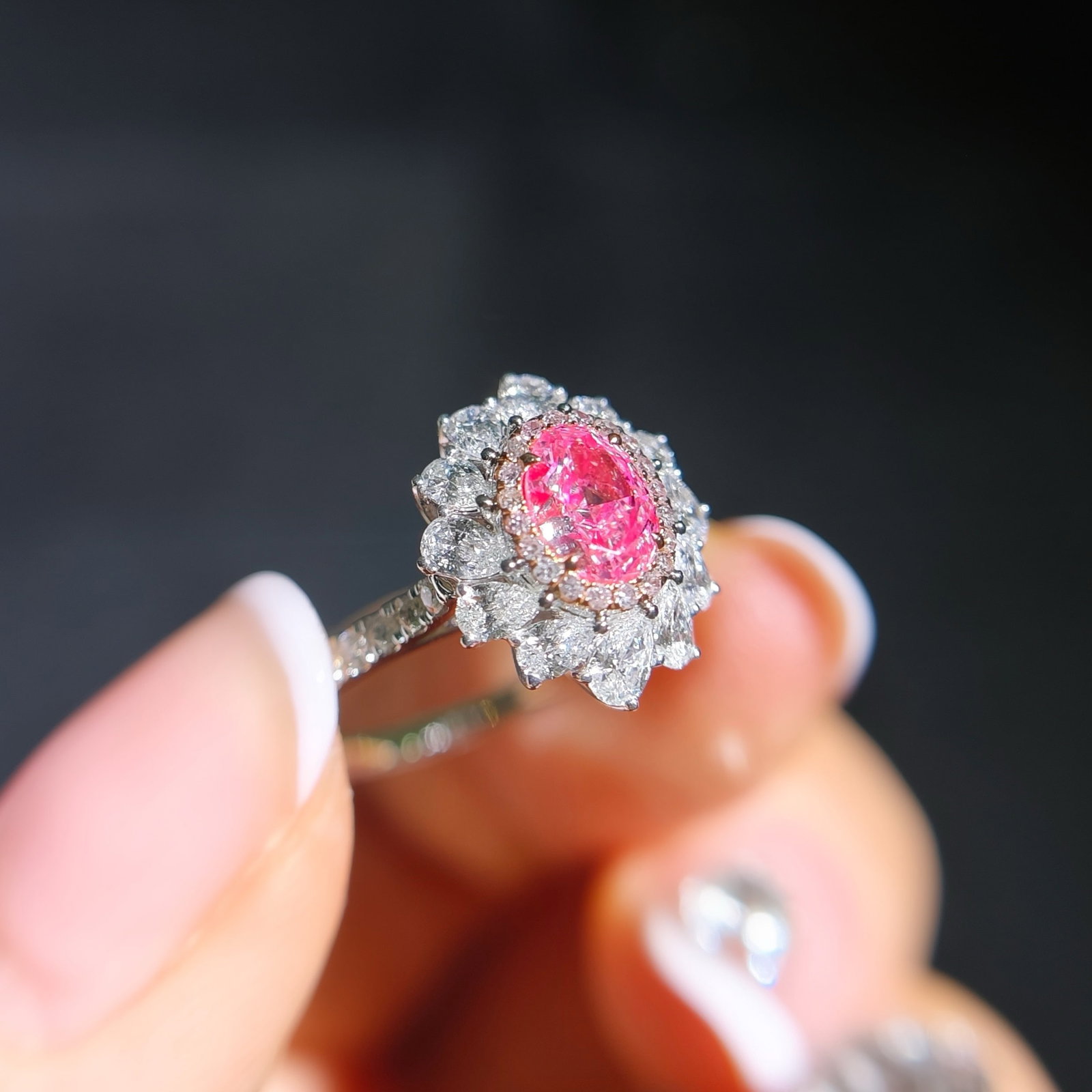 14k Gold 1.29 Ctw Natural Pink Diamond & Diamond Ring/pendant( Without Chain ) - 2