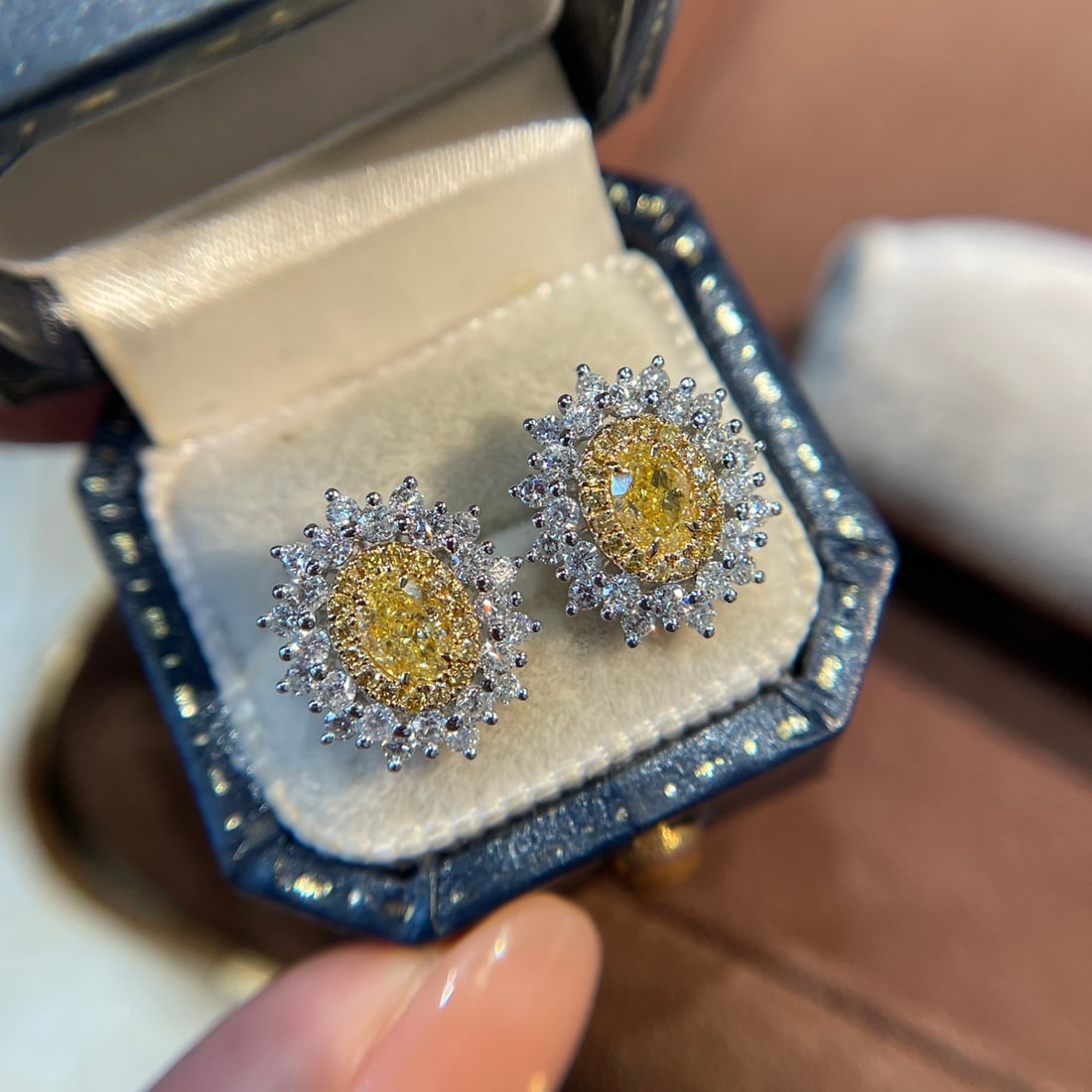 14k Gold 1.38 Ctw Natural Yellow Diamond & Diamond Earrings - 2