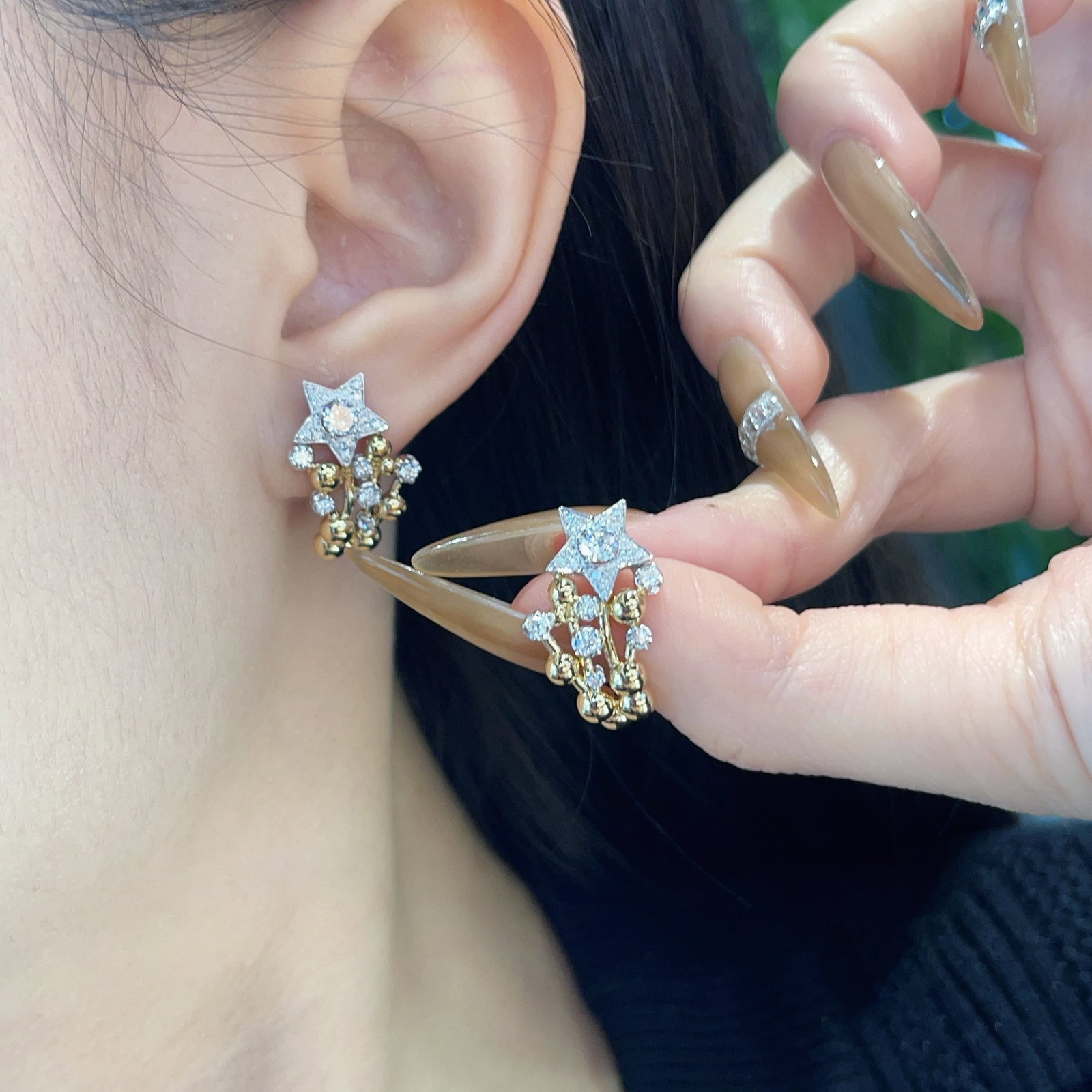 14k Gold 0.7 Ct Natural H Diamond Earrings - 2