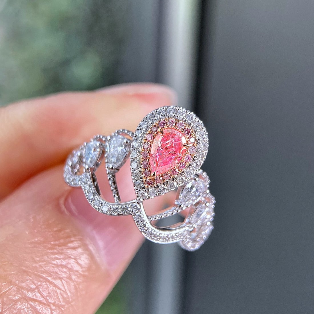 Gia Certified 14k Gold 0.96 Ctw Natural Pink Diamond & Diamond Ring - 2