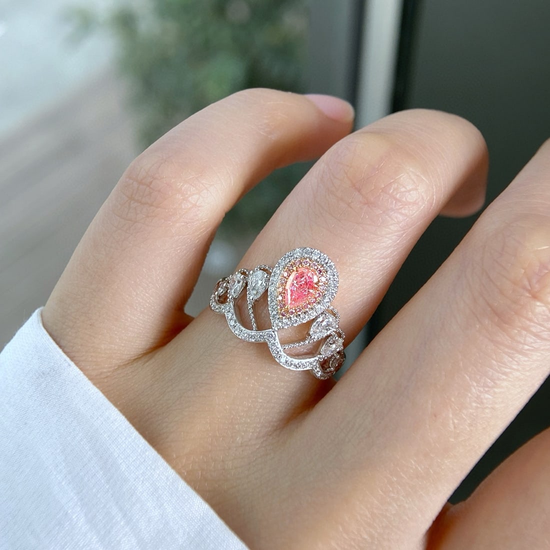 Gia Certified 14k Gold 0.96 Ctw Natural Pink Diamond & Diamond Ring - 3