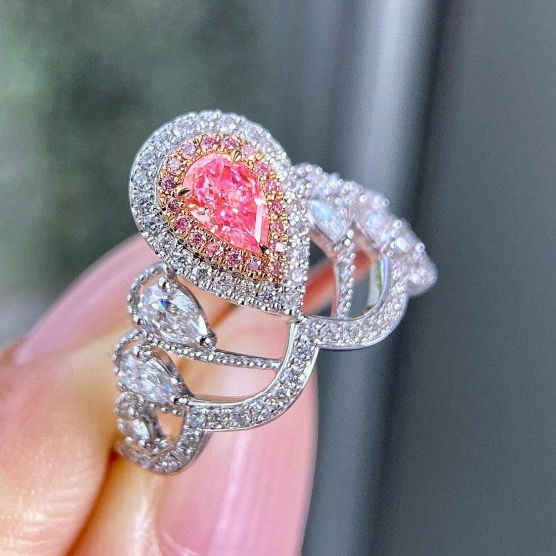 Gia Certified 14k Gold 0.96 Ctw Natural Pink Diamond & Diamond Ring - 4