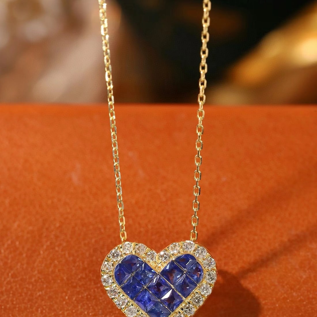 14k Gold 1.04 Ctw Natural Sapphire & Diamond Necklace: Ref:231161196 // gold content:14k gold // main gemstone:sapphire // shape:princess // carat weight:0. 82ct // color:blue // treatment:natural // // adjacent gemstone 2 : diamond // shape:round //