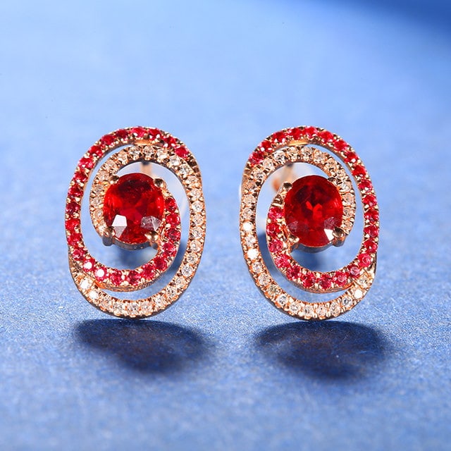 14k Gold 1.20 Ctw Natural Ruby & Diamond Earrings: Ref:231161231 // gold content:14k gold // main gemstone:ruby // shape:multiple // carat weight:1. 03ct // color:red // treatment:natural // // adjacent gemstone 2 : diamond // shape:round // carat