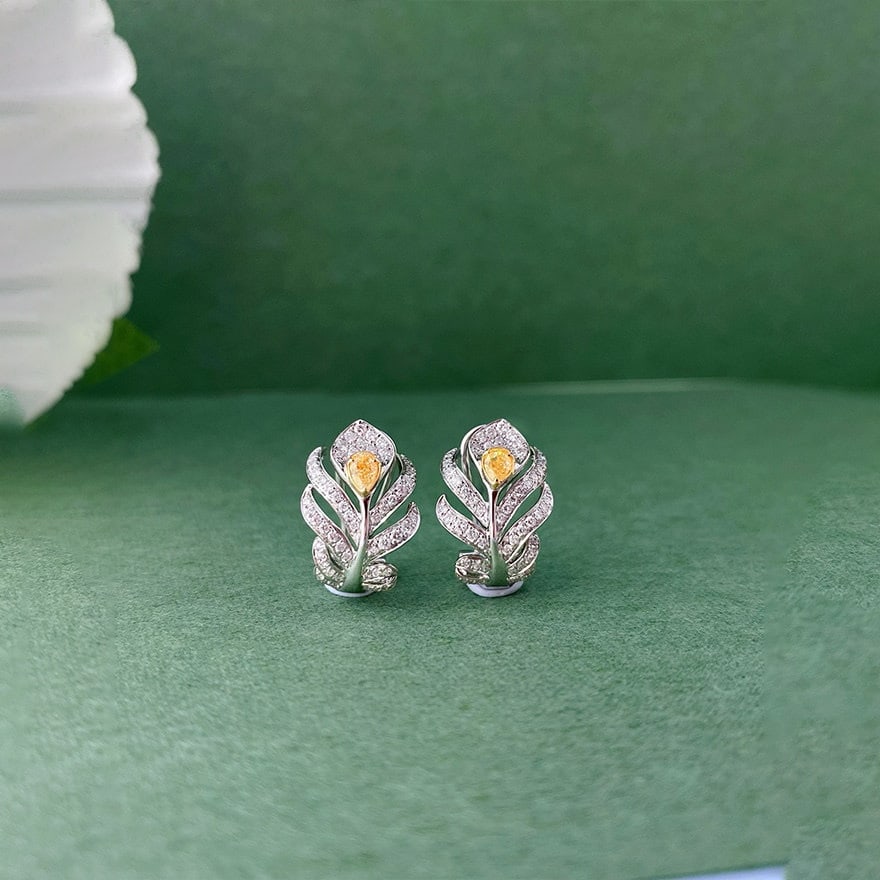 14k Gold 0.65 Ct Natural Color Diamond Earrings: Ref:231161244 // gold content:14k gold // main gemstone:diamond // shape:multiple // carat weight:0. 65ct // clarity grade:vs-si // color:color // treatment:natural // High Estimate: 6600 Low Estimate