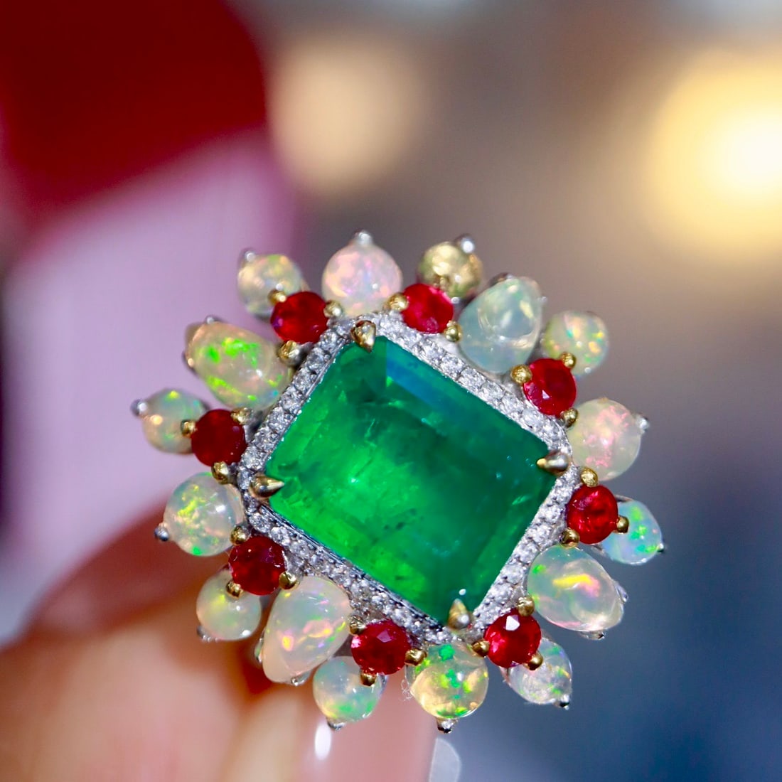 14k Gold 2.73 Ctw Natural Emerald & Diamond Ring - 3