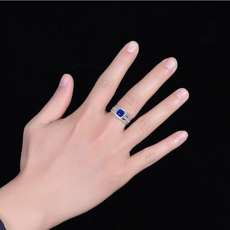 14k Gold 2.71 Ctw Natural Sapphire & Diamond & Men¡¯s Ring - 5