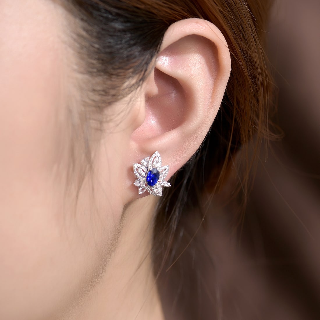14k Gold 1.30 Ctw Natural Sapphire & Diamond Earrings - 6