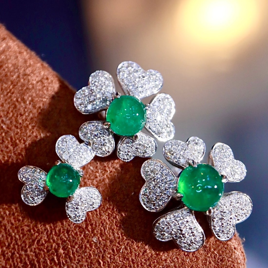 14k Gold 1.75 Ctw Natural Emerald & Diamond Earrings - 2