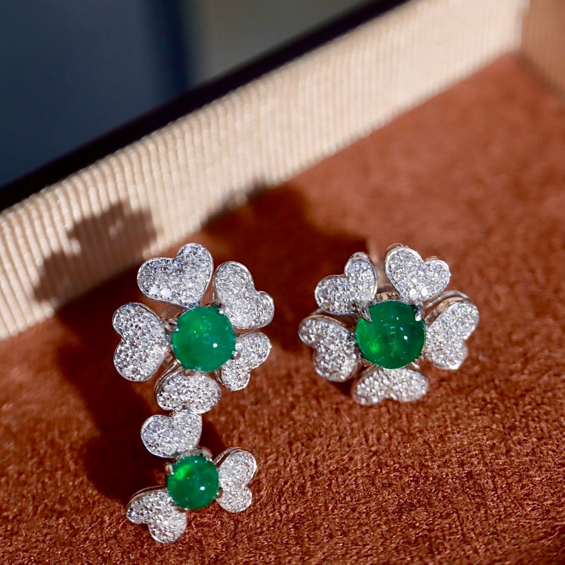 14k Gold 1.75 Ctw Natural Emerald & Diamond Earrings - 6