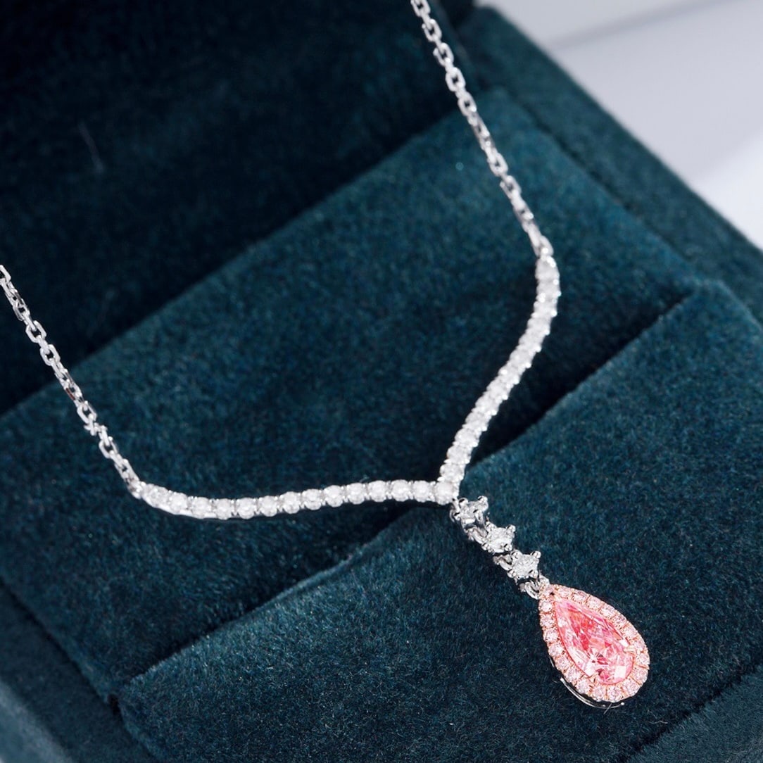 14k Gold 0.8 Ctw Natural Pink Diamond & Diamond Necklace - 2