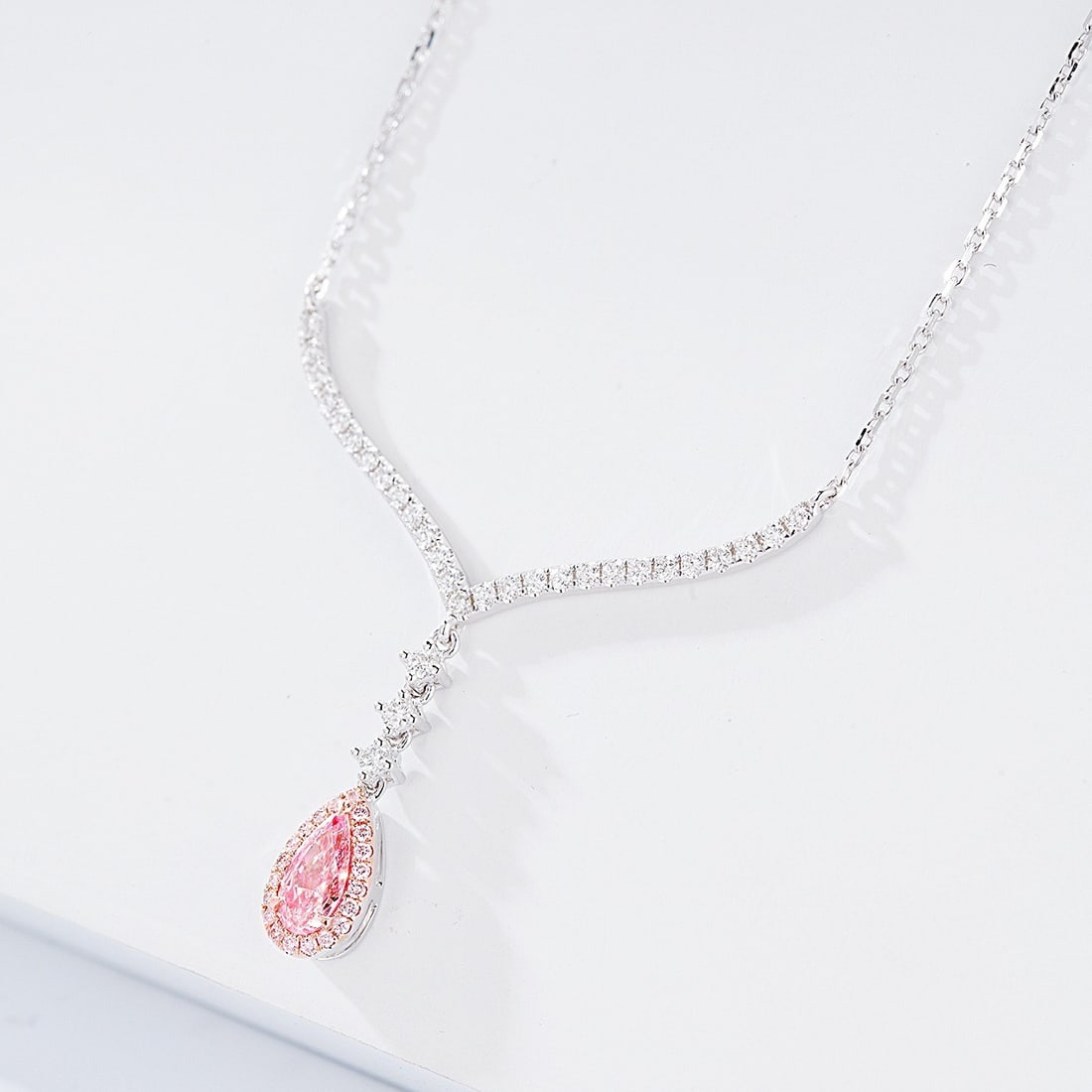 14k Gold 0.8 Ctw Natural Pink Diamond & Diamond Necklace - 3