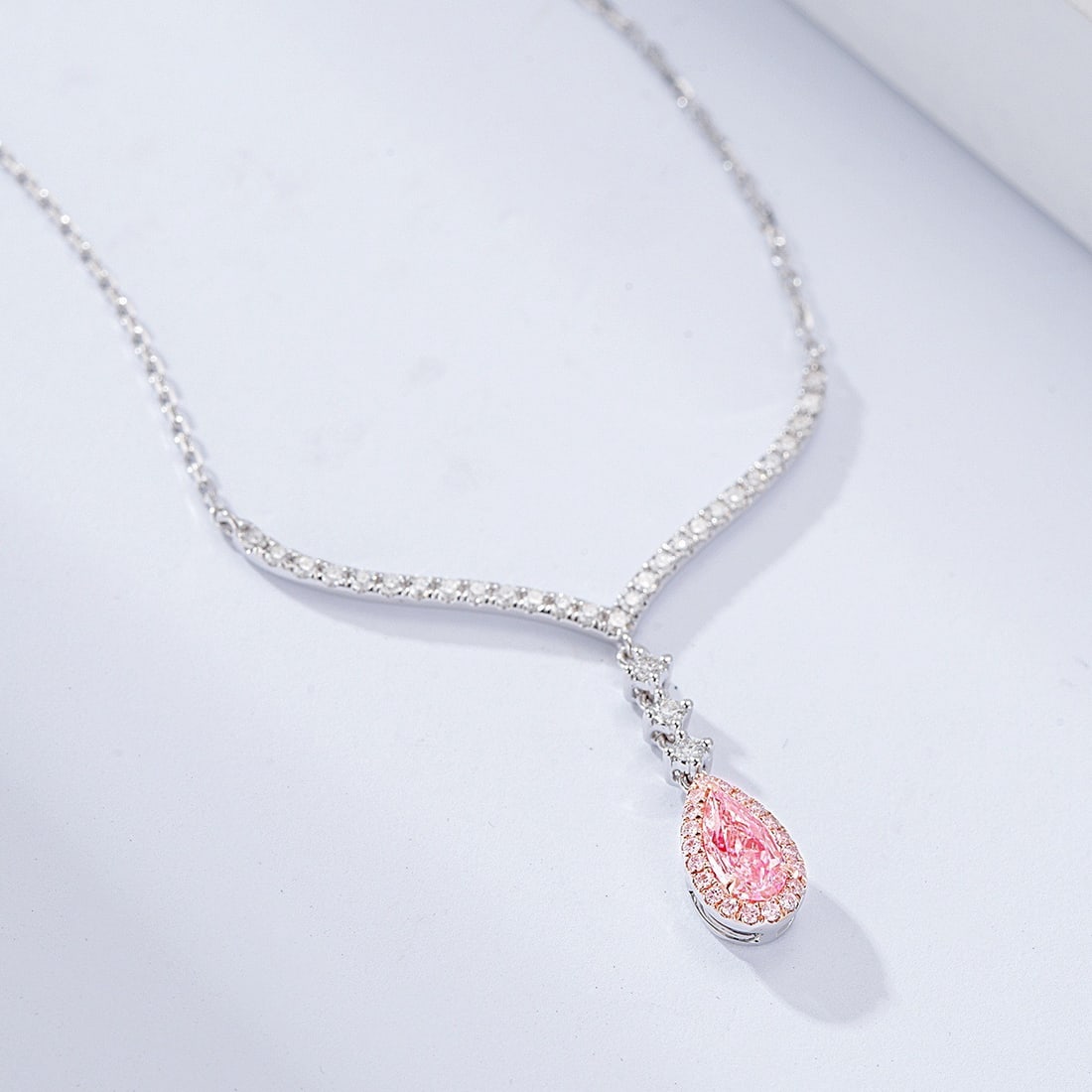 14k Gold 0.8 Ctw Natural Pink Diamond & Diamond Necklace - 4