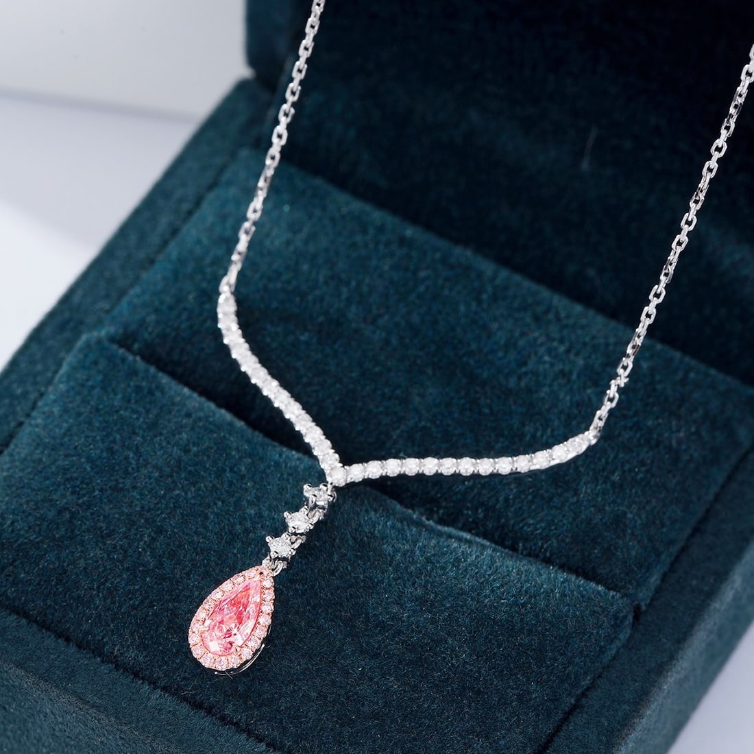 14k Gold 0.8 Ctw Natural Pink Diamond & Diamond Necklace - 5