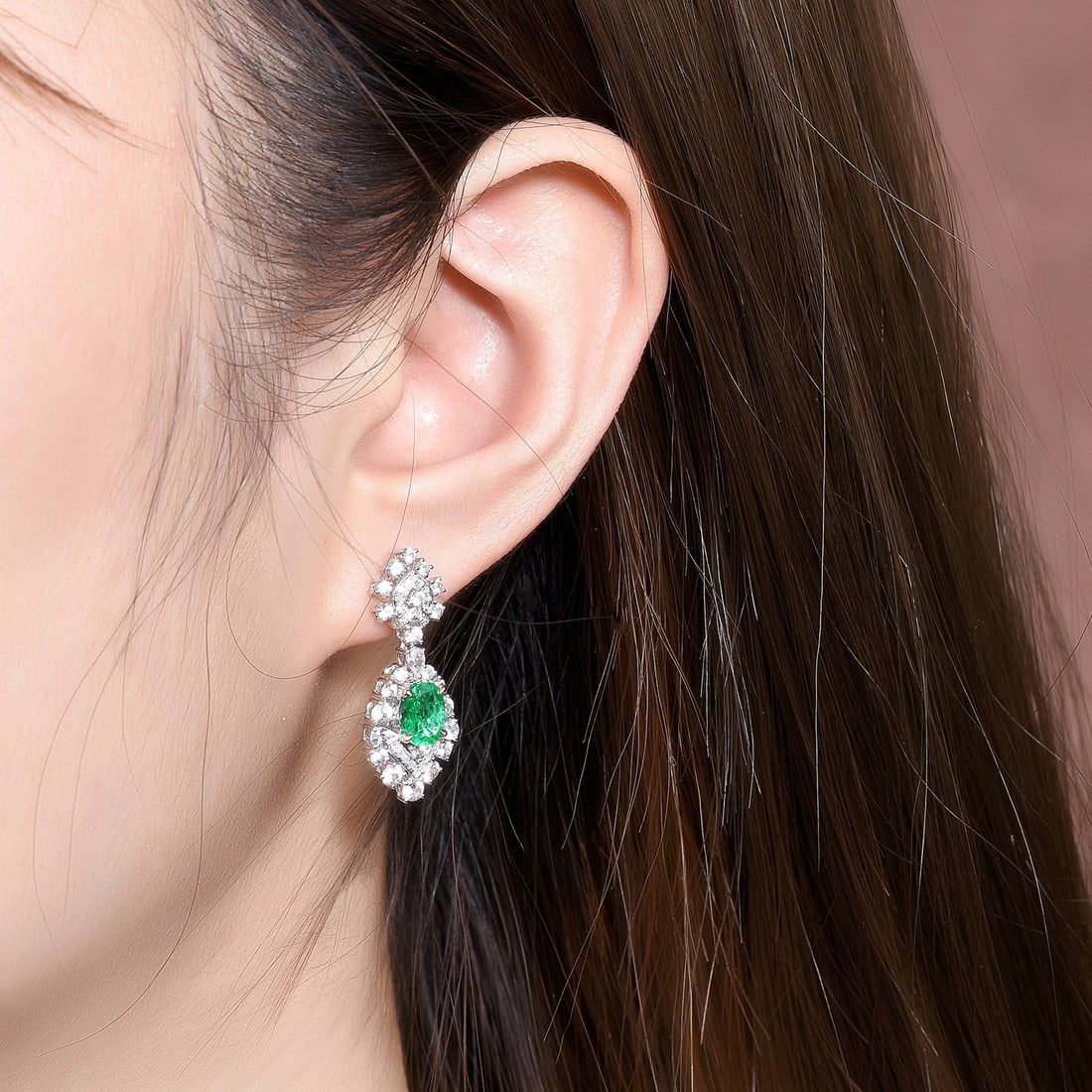 14k Gold 3.31 Ctw Vivid Green Natural Emerald & Sapphire Earrings - 2