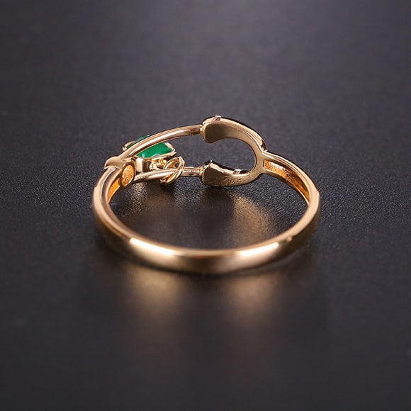 14k Gold 0.22 Ctw Natural Emerald & Diamond Ring - 4