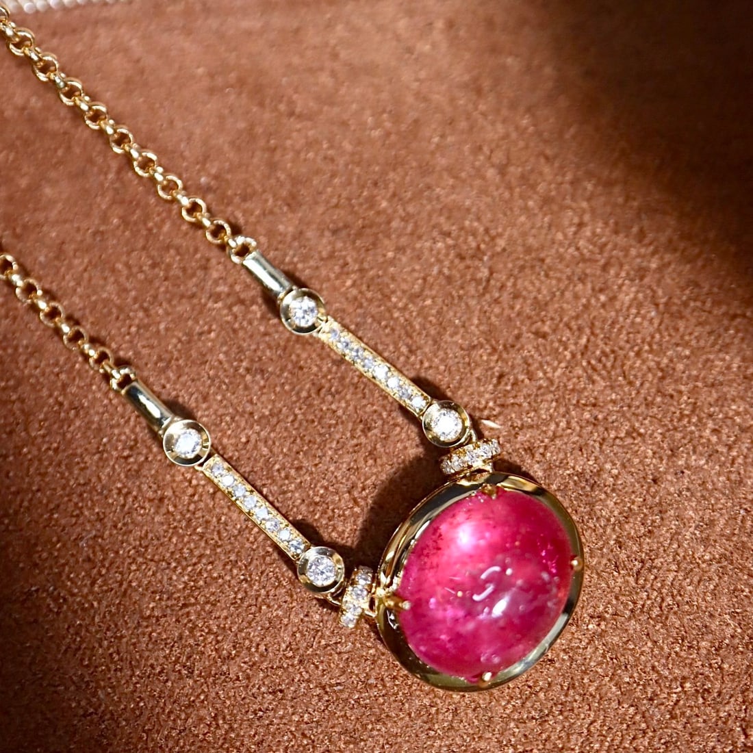 14k Gold 3.77 Ctw Natural Ruby & Diamond Necklace - 3
