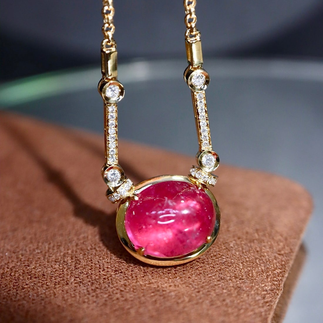 14k Gold 3.77 Ctw Natural Ruby & Diamond Necklace - 4