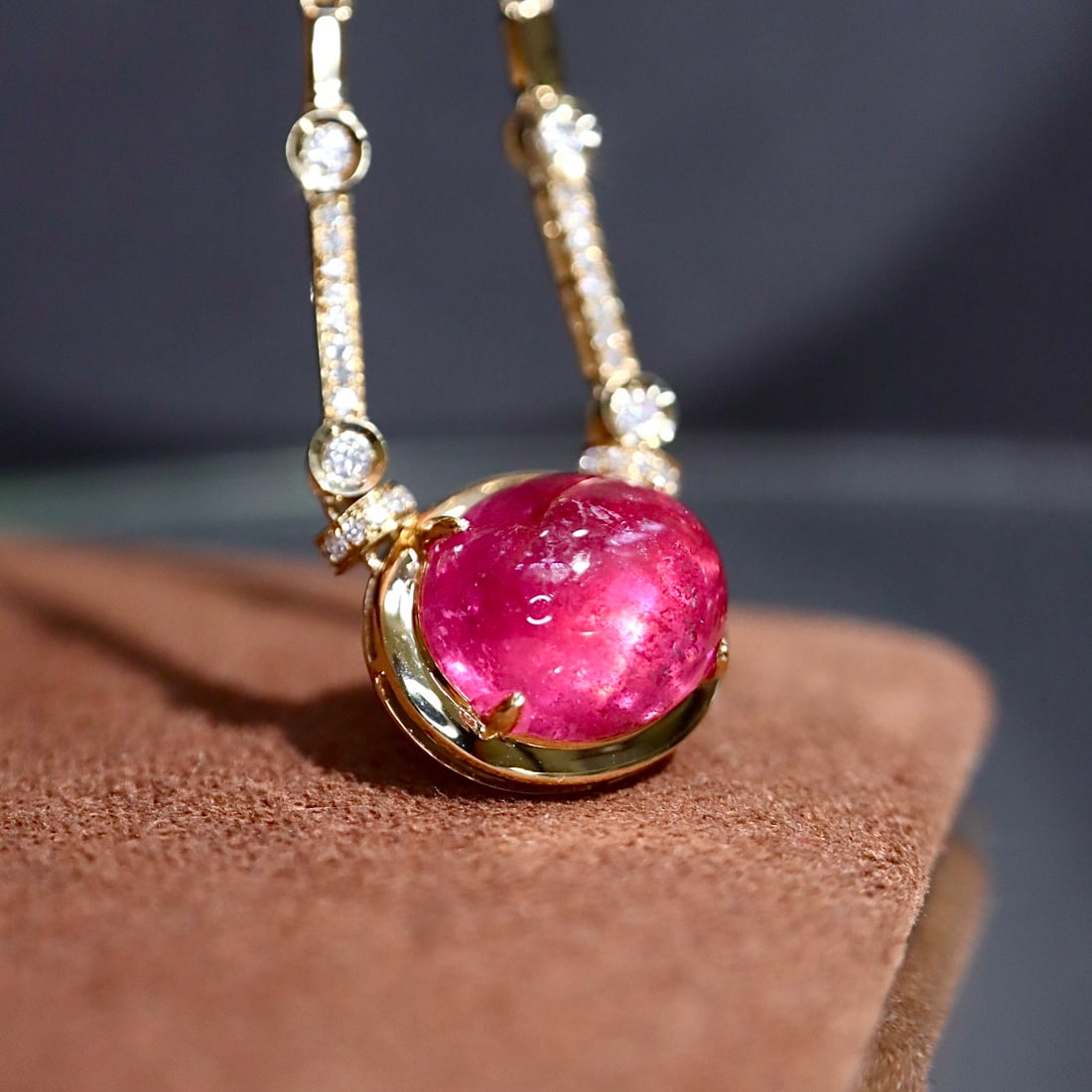 14k Gold 3.77 Ctw Natural Ruby & Diamond Necklace - 5