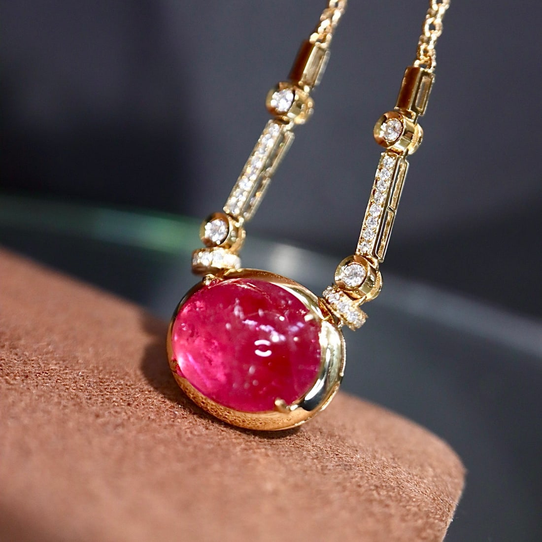 14k Gold 3.77 Ctw Natural Ruby & Diamond Necklace - 6