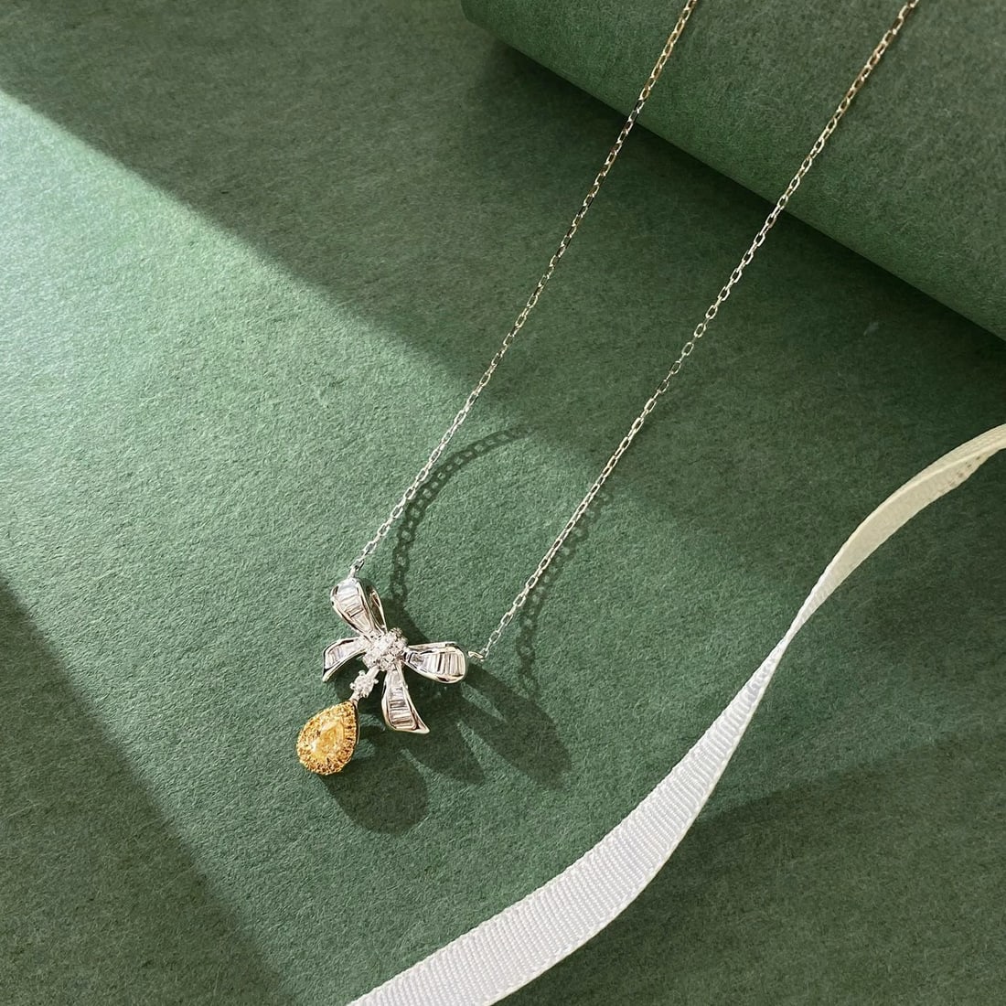14k Gold 0.4 Ct Natural Color Diamond Necklace - 2