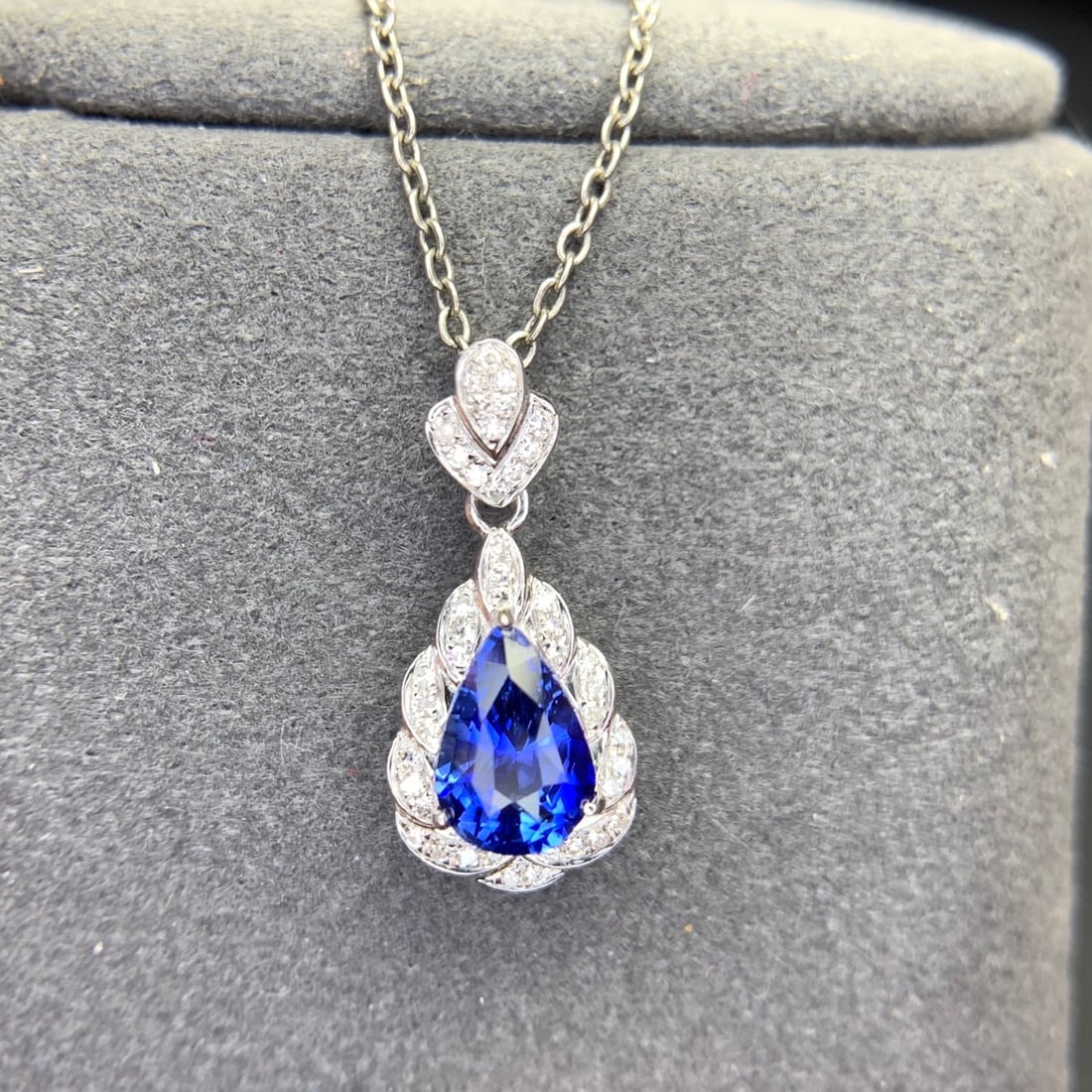 14k Gold 1.14 Ct Natural Sapphire & Diamond Pendant( Without Chain ) - 2