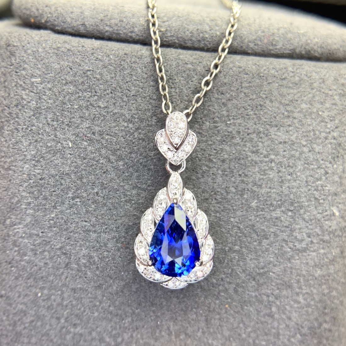 14k Gold 1.14 Ct Natural Sapphire & Diamond Pendant( Without Chain ) - 3