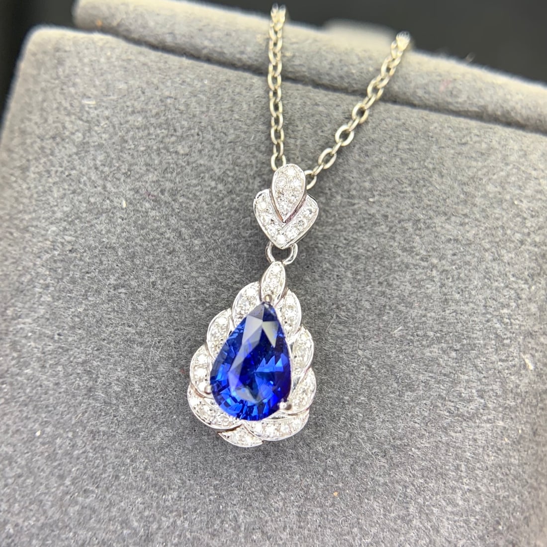 14k Gold 1.14 Ct Natural Sapphire & Diamond Pendant( Without Chain ) - 8