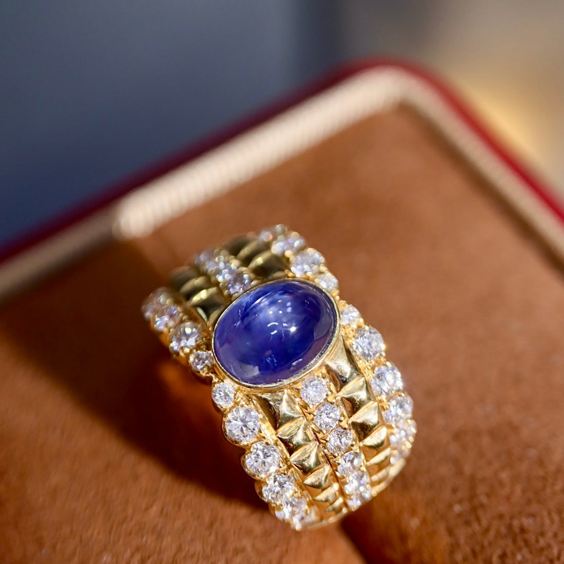 14k Gold 3.31 Ctw Natural Star Sapphire & Diamond Ring - 2