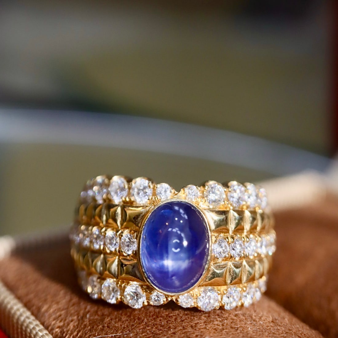 14k Gold 3.31 Ctw Natural Star Sapphire & Diamond Ring - 3