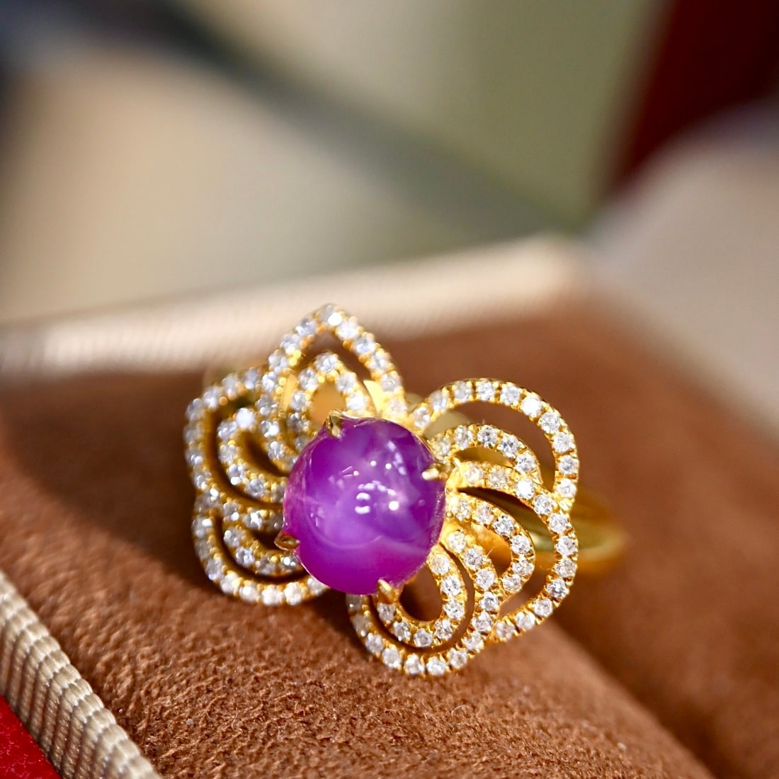 14k Gold 2.36 Ctw Natural Star Sapphire & Diamond Ring - 7