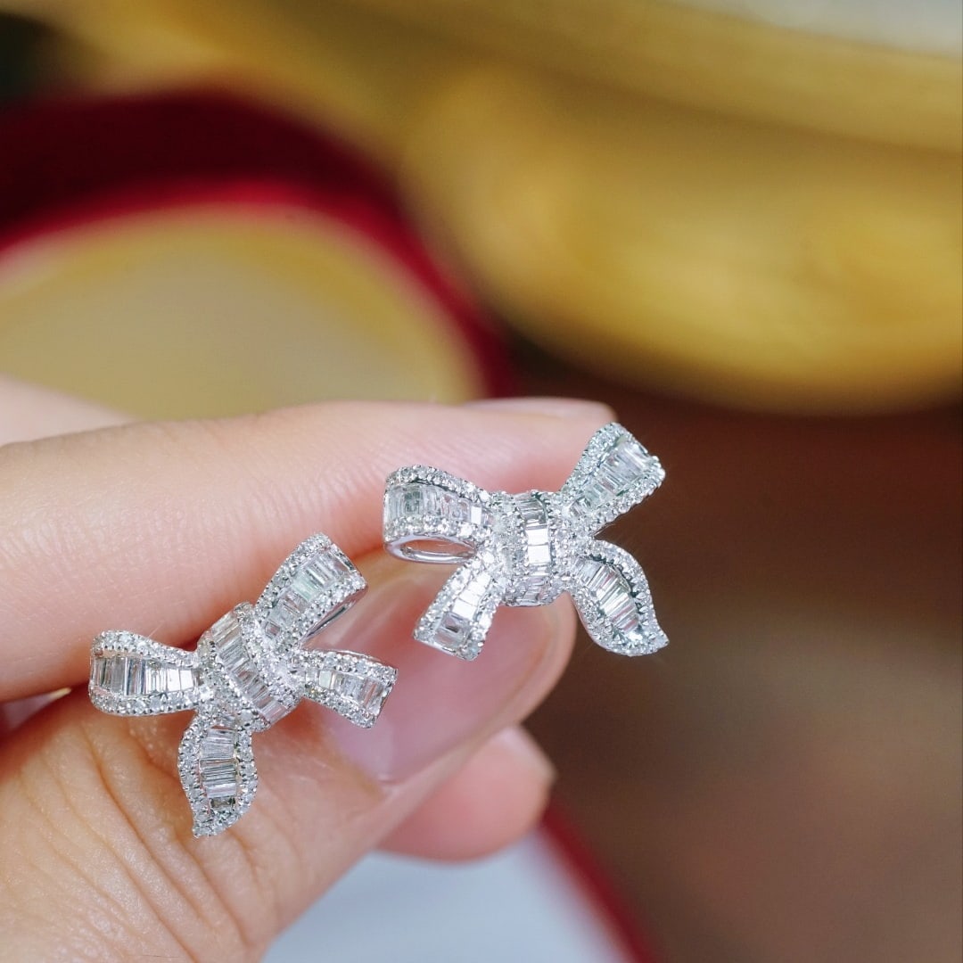 14k Gold 1.00 Ct Natural H Diamond Earrings - 2