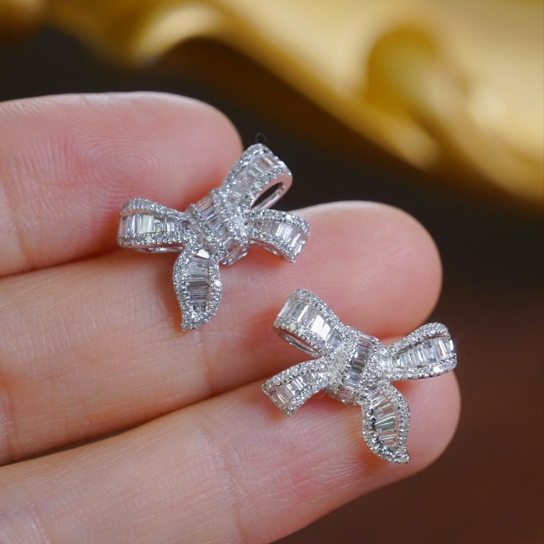 14k Gold 1.00 Ct Natural H Diamond Earrings - 6