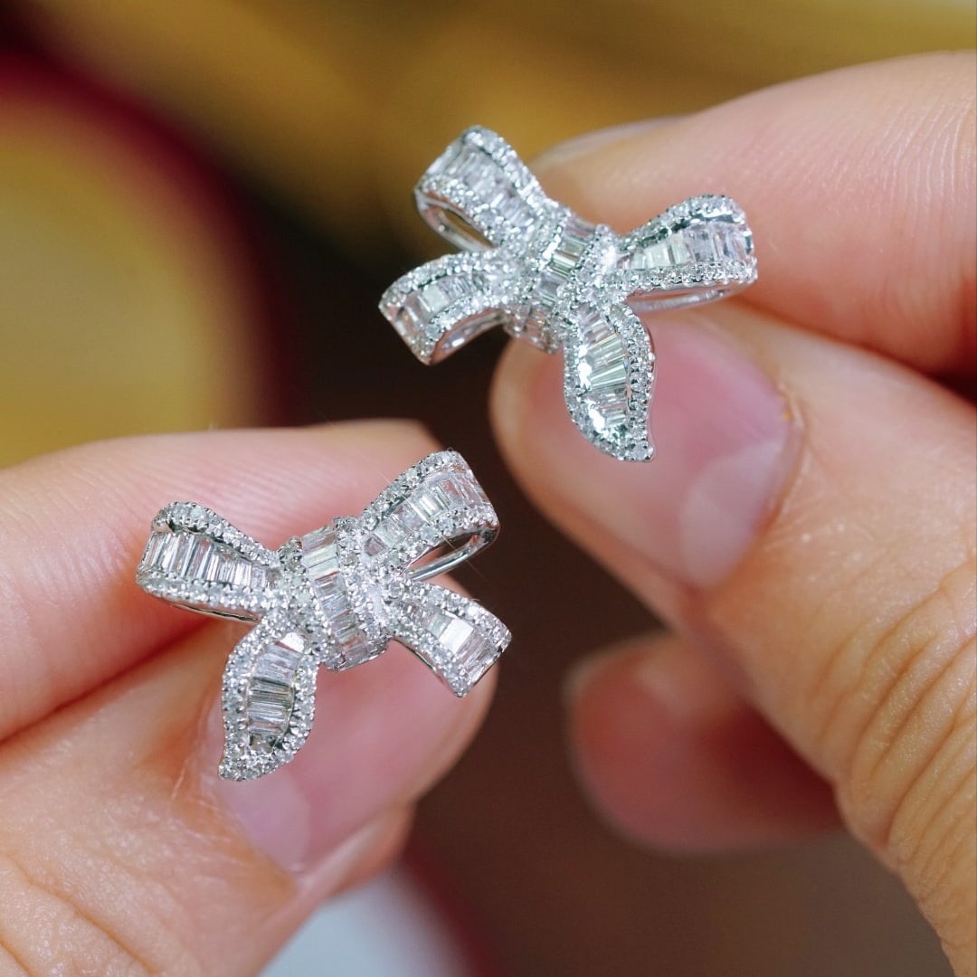 14k Gold 1.00 Ct Natural H Diamond Earrings - 7