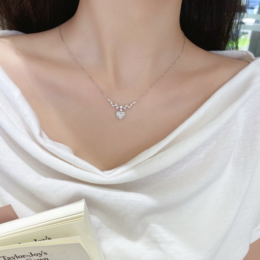 Gia Certified 14k Gold 0.68 Ctw Natural F Vs2 Heart Diamond Necklace - 6