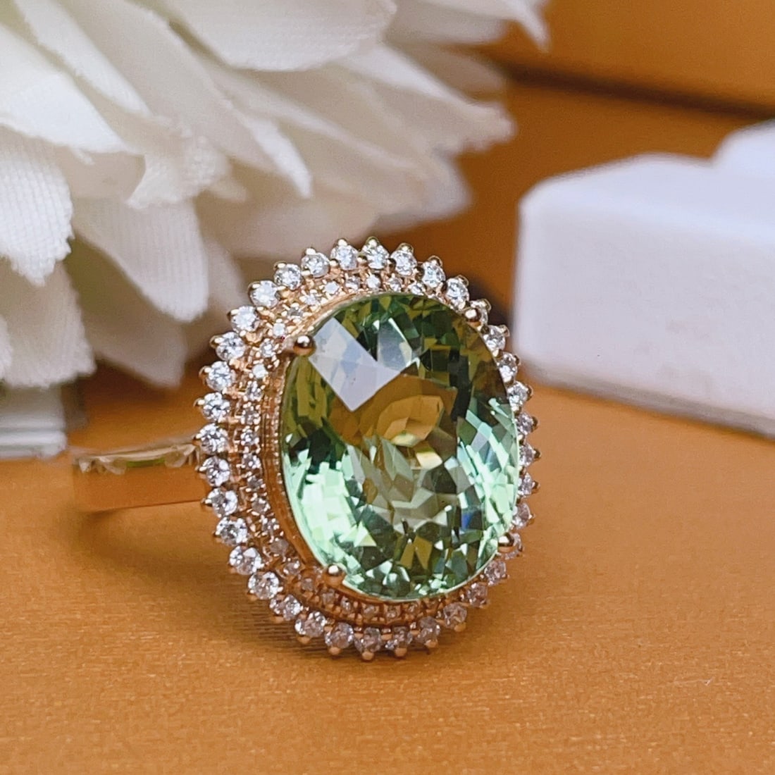 14k Gold 5.2 Ct Natural Tourmaline & Diamond Ring - 2