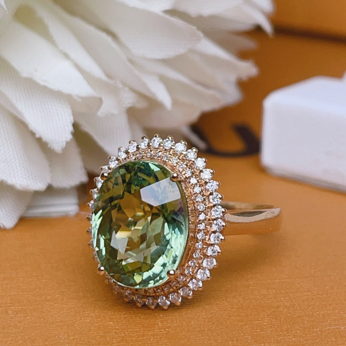14k Gold 5.2 Ct Natural Tourmaline & Diamond Ring - 3