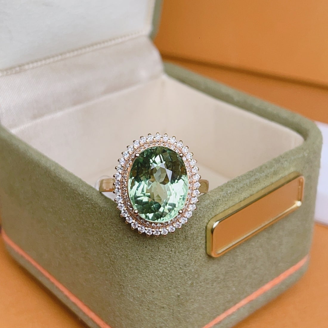 14k Gold 5.2 Ct Natural Tourmaline & Diamond Ring - 4