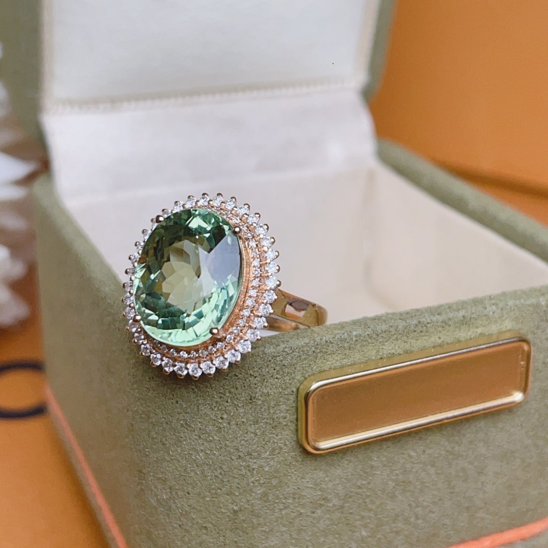 14k Gold 5.2 Ct Natural Tourmaline & Diamond Ring - 5