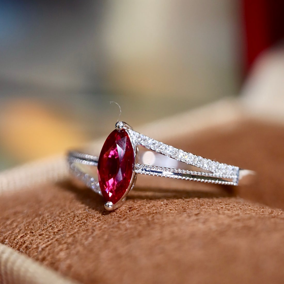 14k Gold 0.47 Ctw Natural Ruby & Diamond Ring - 7