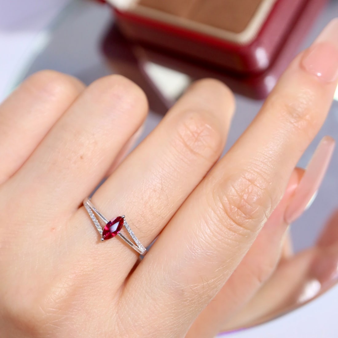 14k Gold 0.47 Ctw Natural Ruby & Diamond Ring - 8