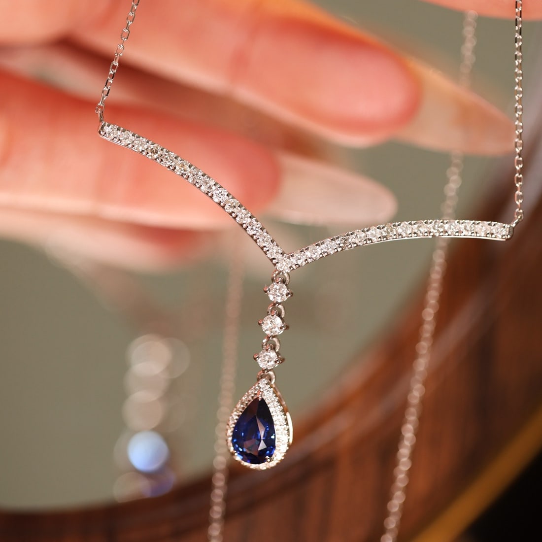 14k Gold 1.88 Ctw Natural Sapphire & Diamond Necklace - 7