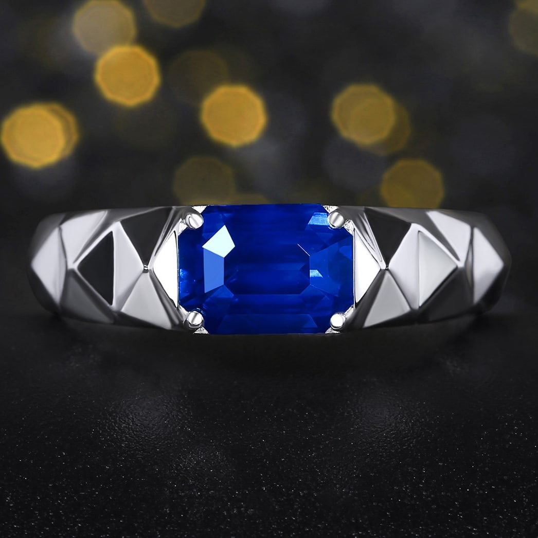 14k Gold 2 Ct Natural Sapphire Ring: Ref:231162236 // gold content:14k gold // ring size:7. 25us // // main gemstone:sapphire // shape:octagonal // carat weight:2ct // color:royal blue // treatment:natural // Condition: New Low Estimate: