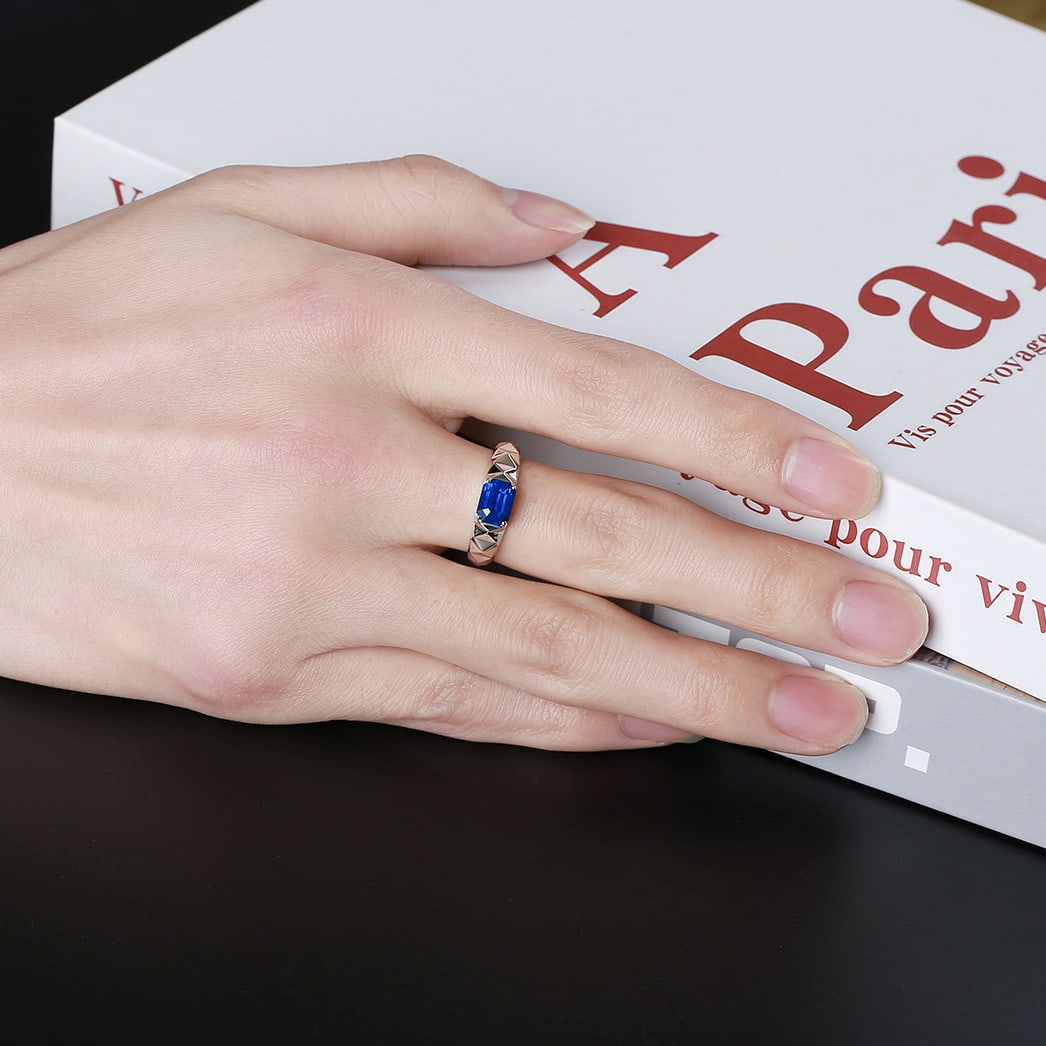 14k Gold 2 Ct Natural Sapphire Ring - 6